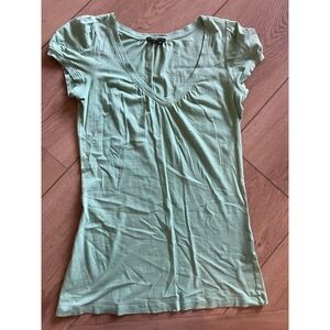 Theory Green V Neck T‎ Shirt Short Sleeve Tee Top Small